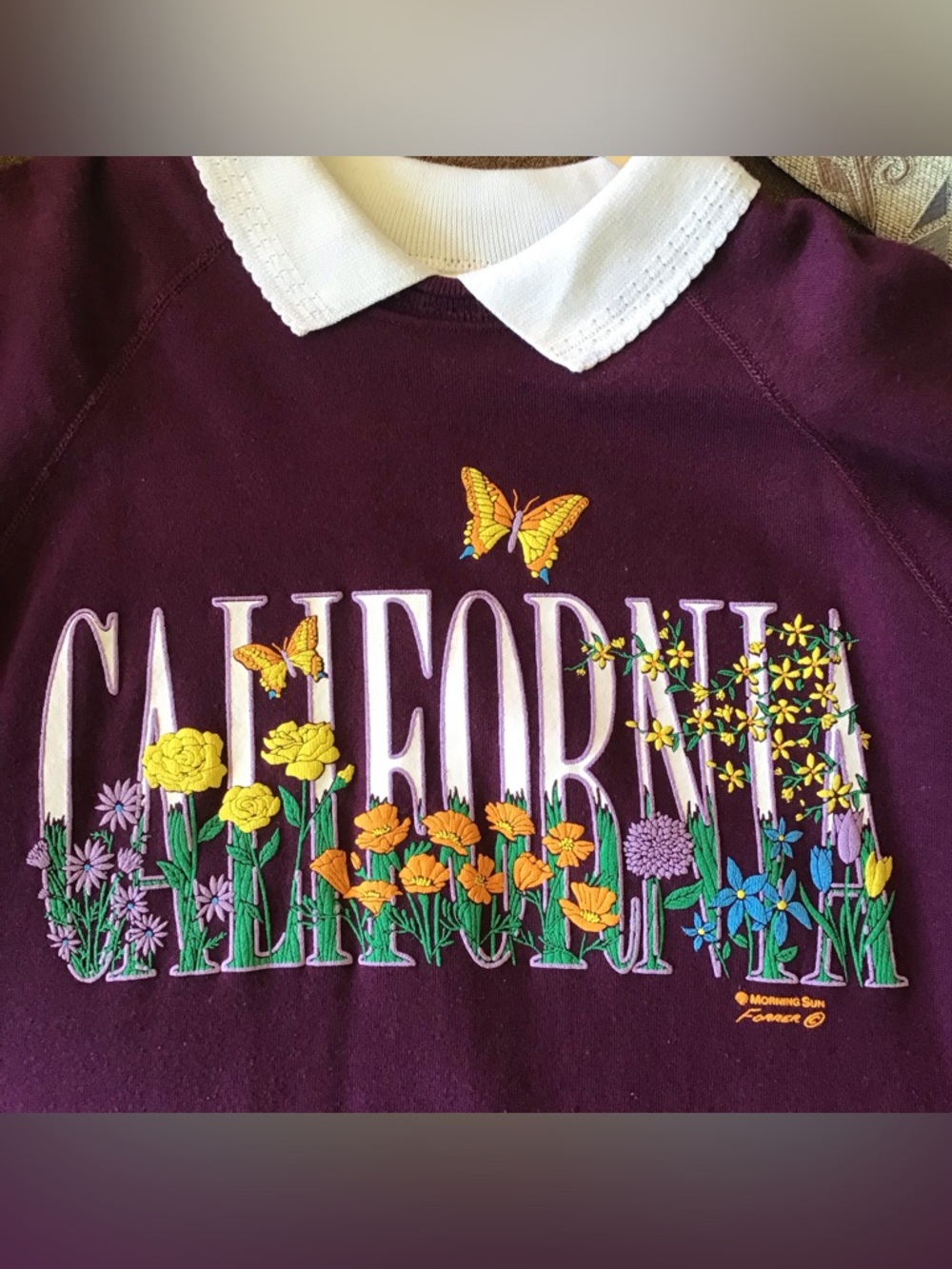 Vintage California Graphic Grannycore Burgundy Sweatshirt (L)